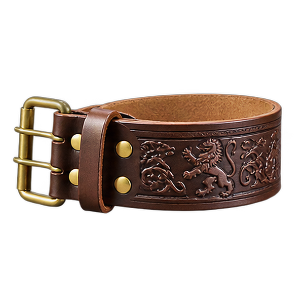 Brown Pin Rampant Leather Kilt Belt