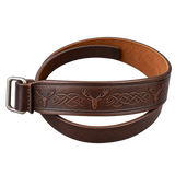 Brown Stag Head Leather Kilt Belt