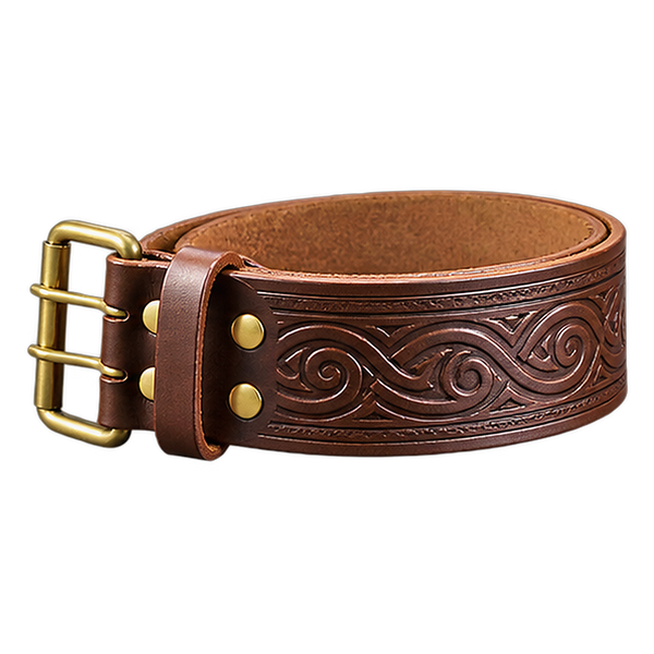 Brown Swirl Leather Kilt Belt