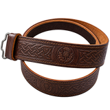 Brown Thistle Leather Kilt Belt