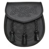 Celtic Interweave Woven Tassel Black Leather Sporran