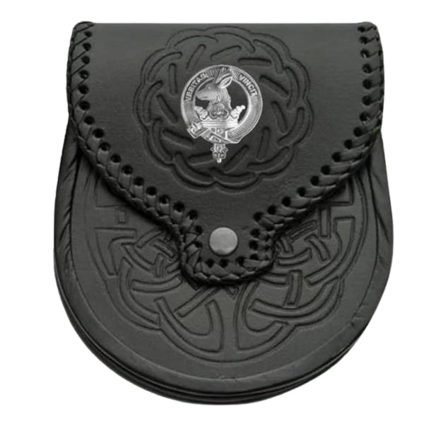 Clan Crest Badge Leather Sporran