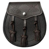 Dark Brown Leather Twin Swirl Celtic Embossed Sporran