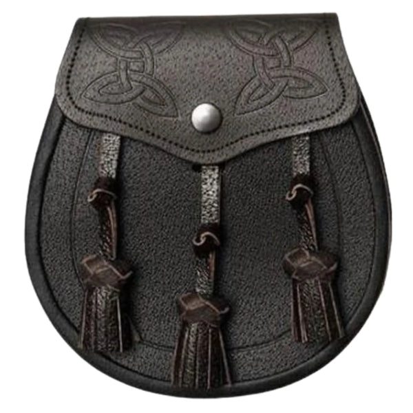 Dark Brown Leather Twin Swirl Celtic Embossed Sporran