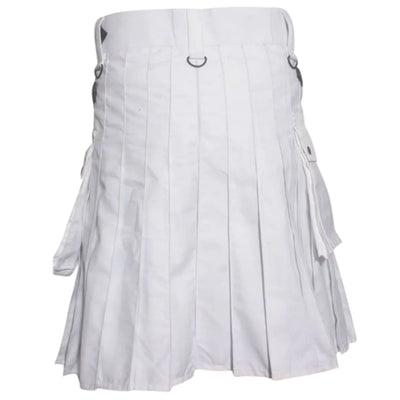 Deluxe White Utility Kilt With Leather Straps - view 2