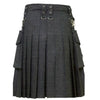Elegant Relaxed Black Denim Kilt