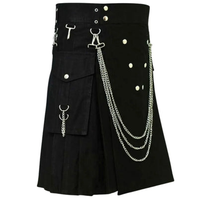 Famous Cargo Utility Kilt With Golden Chains - view 3