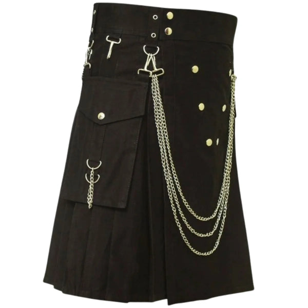 Famous Cargo Utility Kilt With Golden Chains