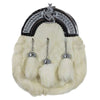 Full Dress Sporran White Rabbit Fur Chrome Lion Emblem