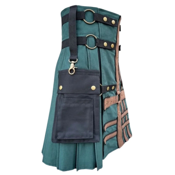 Green & Black Double Cross Utility Kilt