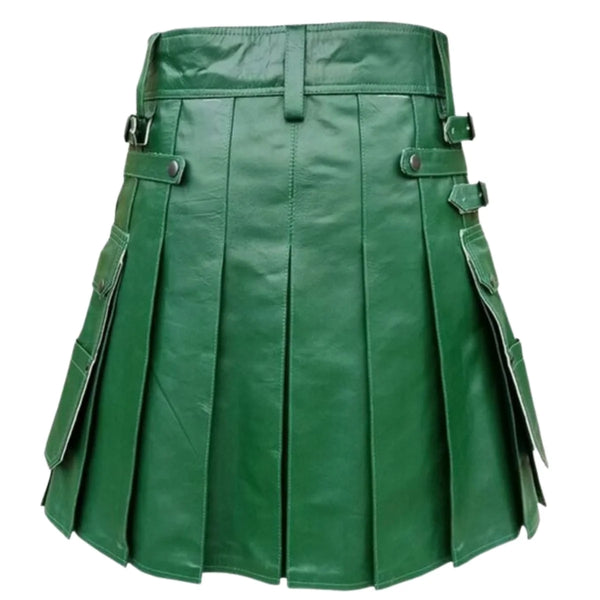 Green Leather Kilt For Men