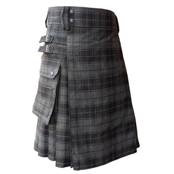 Grey Utility Tartan Kilt
