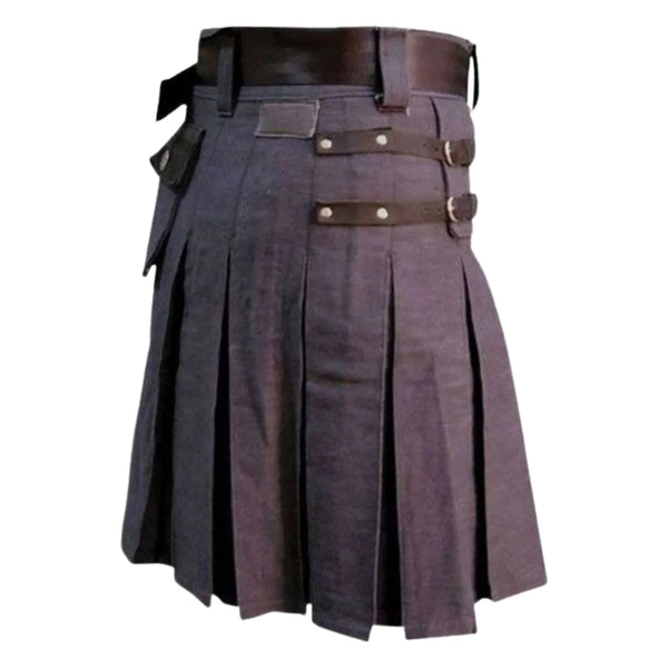 Heavy Duty Denim and Leather Kilt