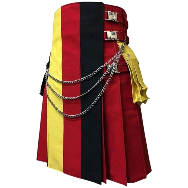 Kilt Red Canvas Utility Hiker Kilt with German Flag