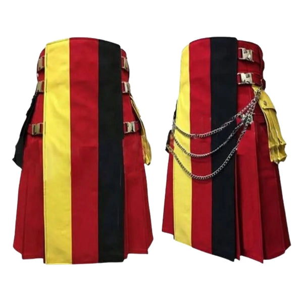 Kilt Red Canvas Utility Hiker Kilt with German Flag