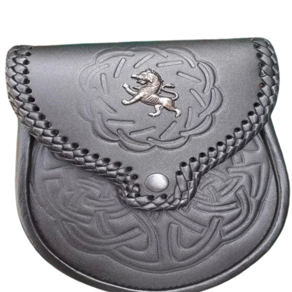 Lion Rampant Black Leather Sporran