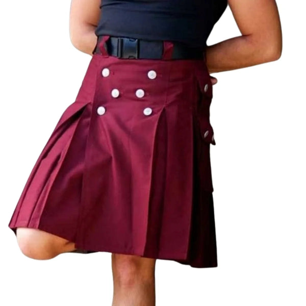 Mahroon Tactical Cargo Kilt
