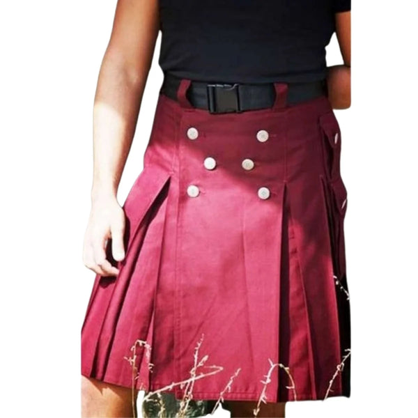 Mahroon Tactical Cargo Kilt