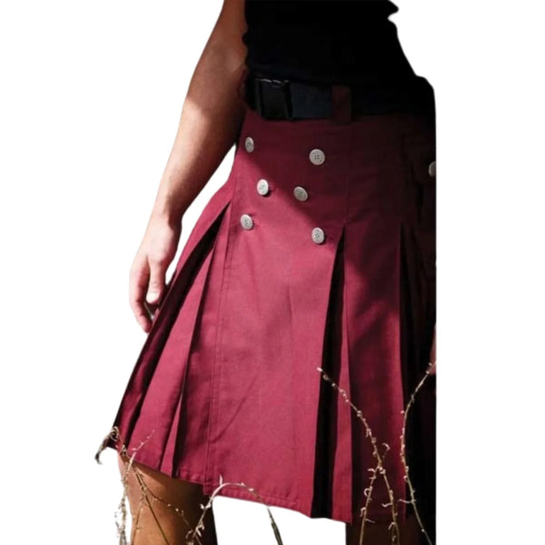 Mahroon Tactical Cargo Kilt