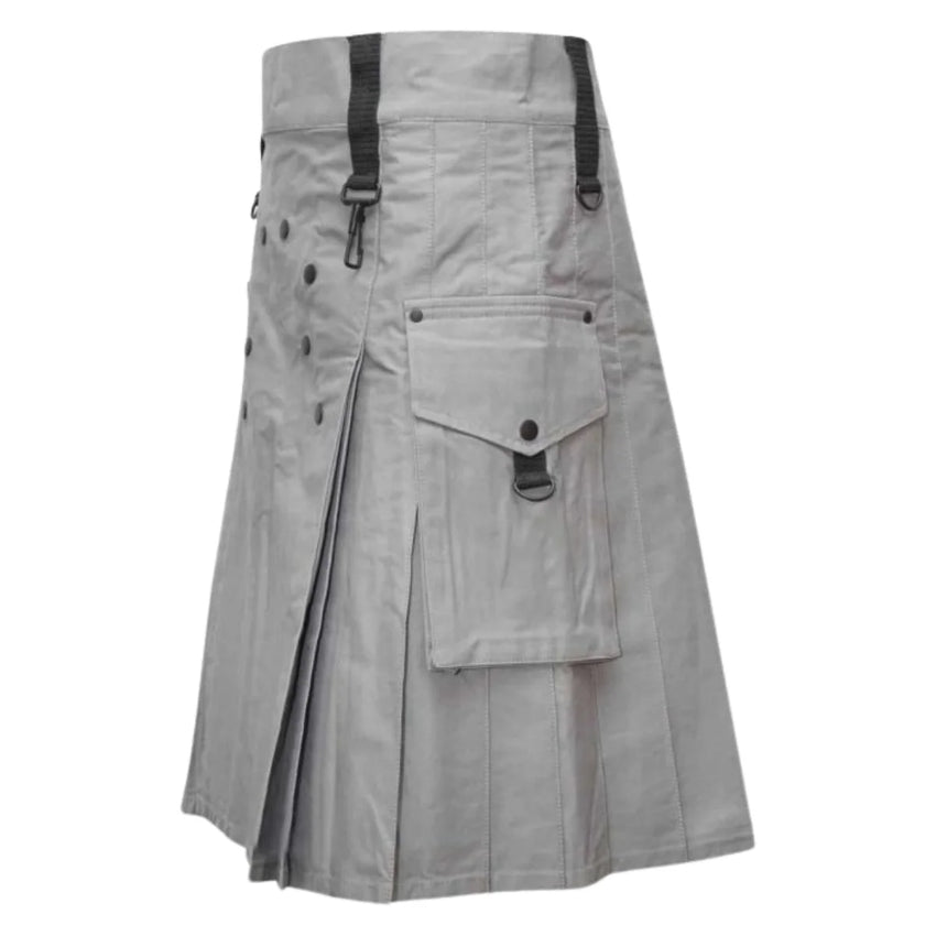Men Fashion Grey Utility Kilt