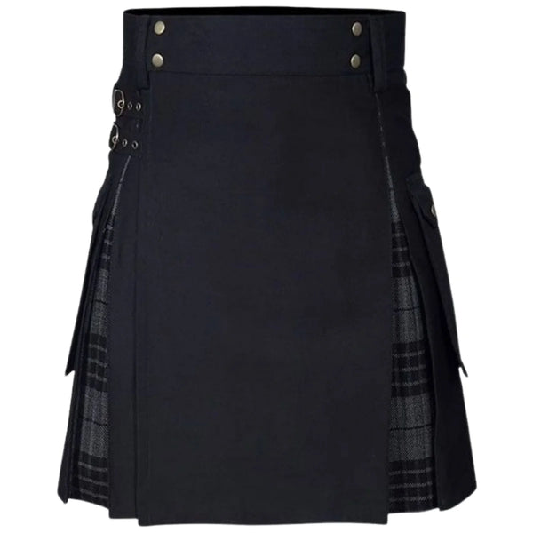 Men's 100% Cotton Jeans Hybrid Modern Box Pleated Tartan Utility Kilt