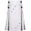 Men's White Cotton Utility Hybrid Kilt