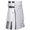 Men's White Cotton Utility Hybrid Kilt