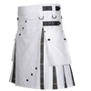 Men's White Cotton Utility Hybrid Kilt