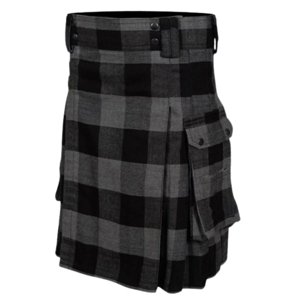 Modern Grey Tartan Utility Kilt