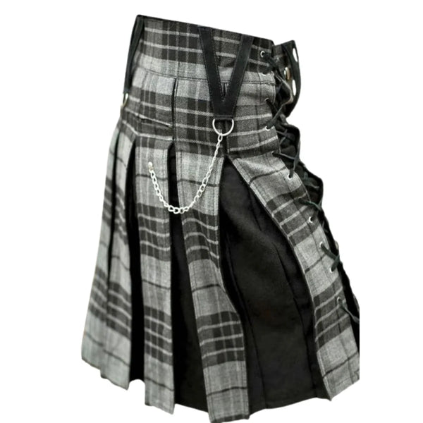Modern Grey Box Pleated Hybrid Kilt
