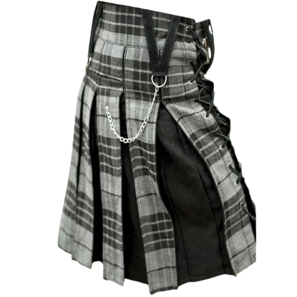 Modern Grey Box Pleated Hybrid Kilt