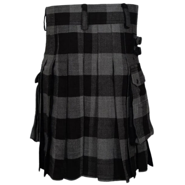 Modern Grey Tartan Utility Kilt