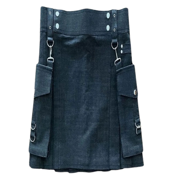New Black Denim kilt