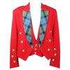 Red Prince Charlie Jacket And Waistcoat With Tartan Lapel Made To Measure