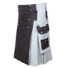Scottish Black And Gray Cotton Kilt
