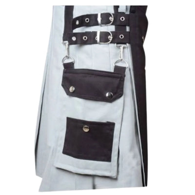 Scottish Black And Gray Cotton Kilt - view 3