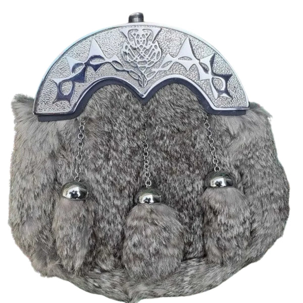Silver Cantle Fox Fur Full Dress Sporran