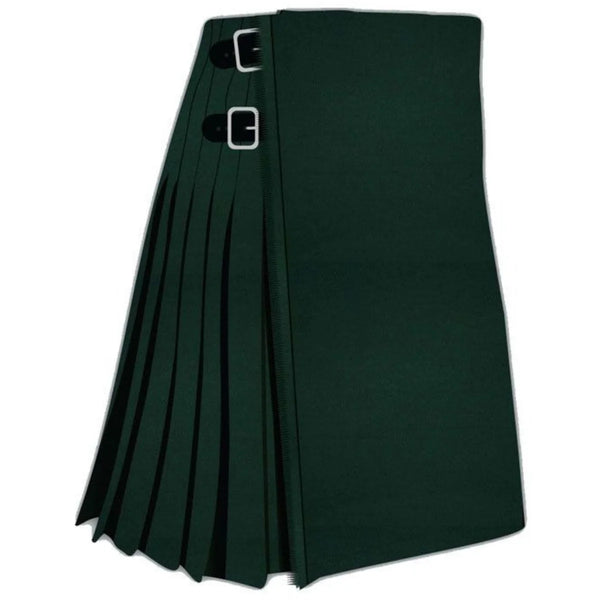 Solid Green Tartan Kilt