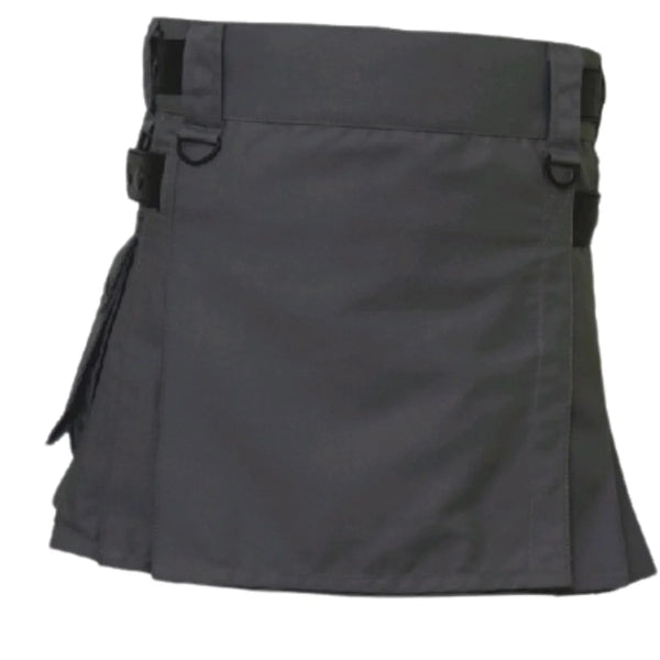 Women Gray color Leather Straps Utility Kilt