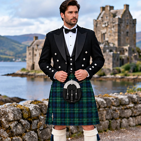 Abercrombie Modern Tartan Prince Charlie Kilt Outfit - front view