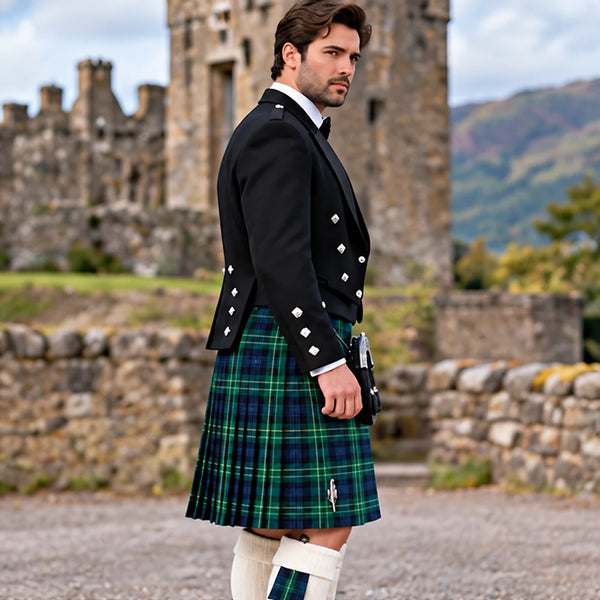 Abercrombie Modern Tartan Prince Charlie Kilt Outfit - side view