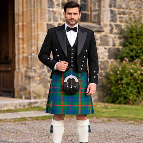 Agnew Ancient Tartan Prince Charlie Kilt Outfit - front view
