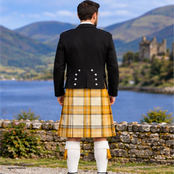 Ailsa Gold Tartan Prince Charlie Kilt Outfit - back view