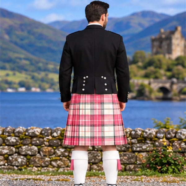 Ailsa Pink Tartan Prince Charlie Kilt Outfit - back view