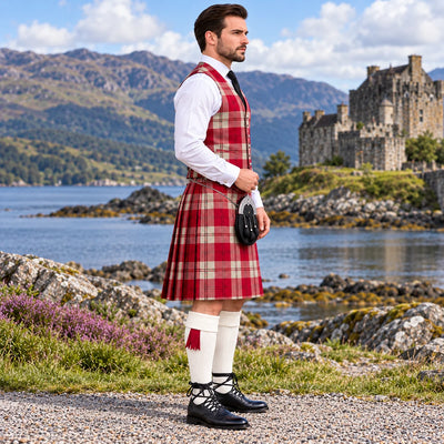 Ailsa Red Tartan Vest - side view