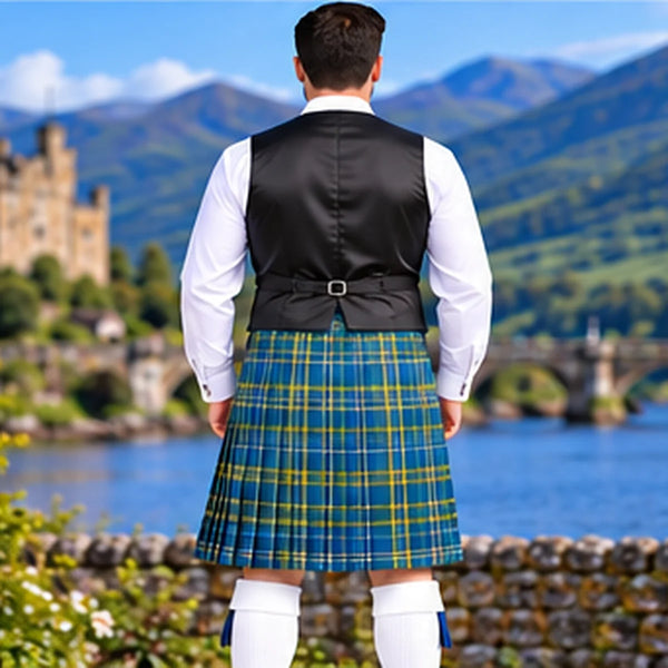 All Ireland Blue Irish Tartan Vest - back view