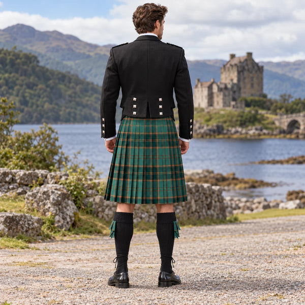 All Ireland Green Tartan Argyll Kilt Outfit - back view