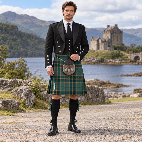 All Ireland Green Tartan Argyll Kilt Outfit - front view