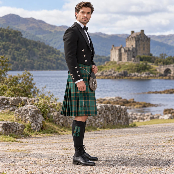 All Ireland Green Tartan Argyll Kilt Outfit - side view