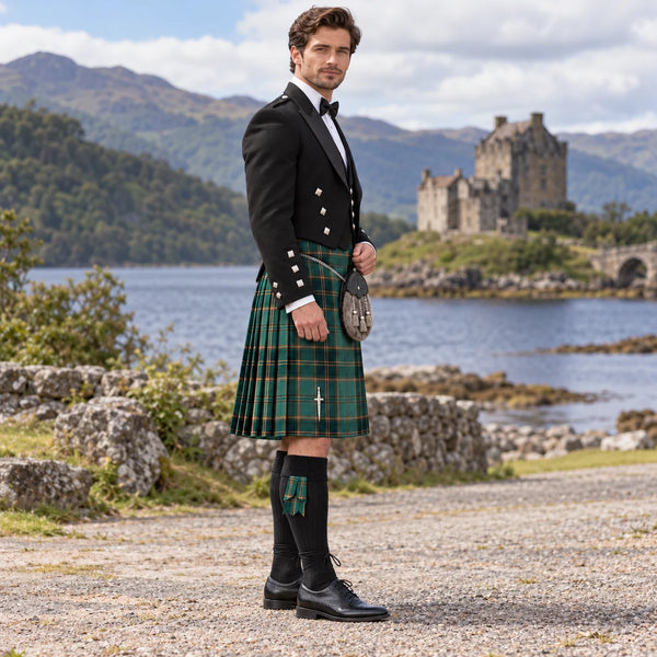 All Ireland Green Tartan Prince Charlie Kilt Outfit - side view